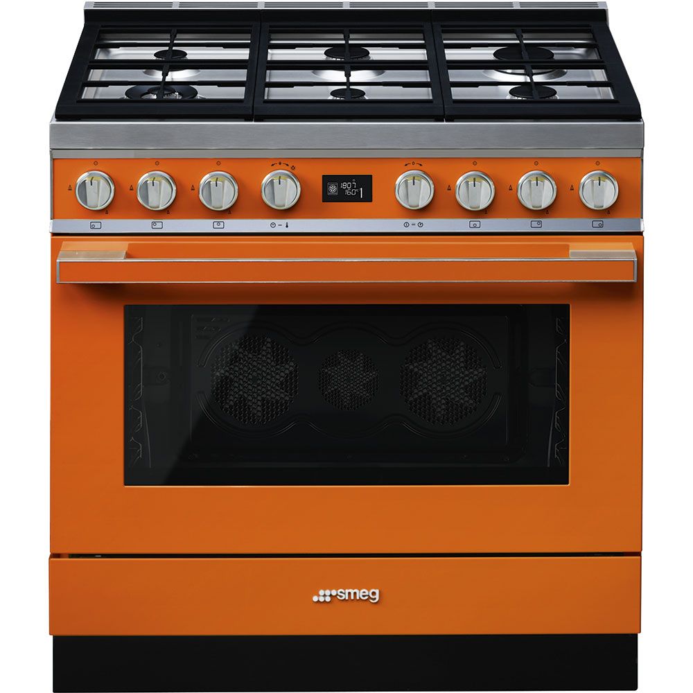 Smeg 90cm Orange Portofino Cooker &amp; Multifunction Oven - CPF9GMOR